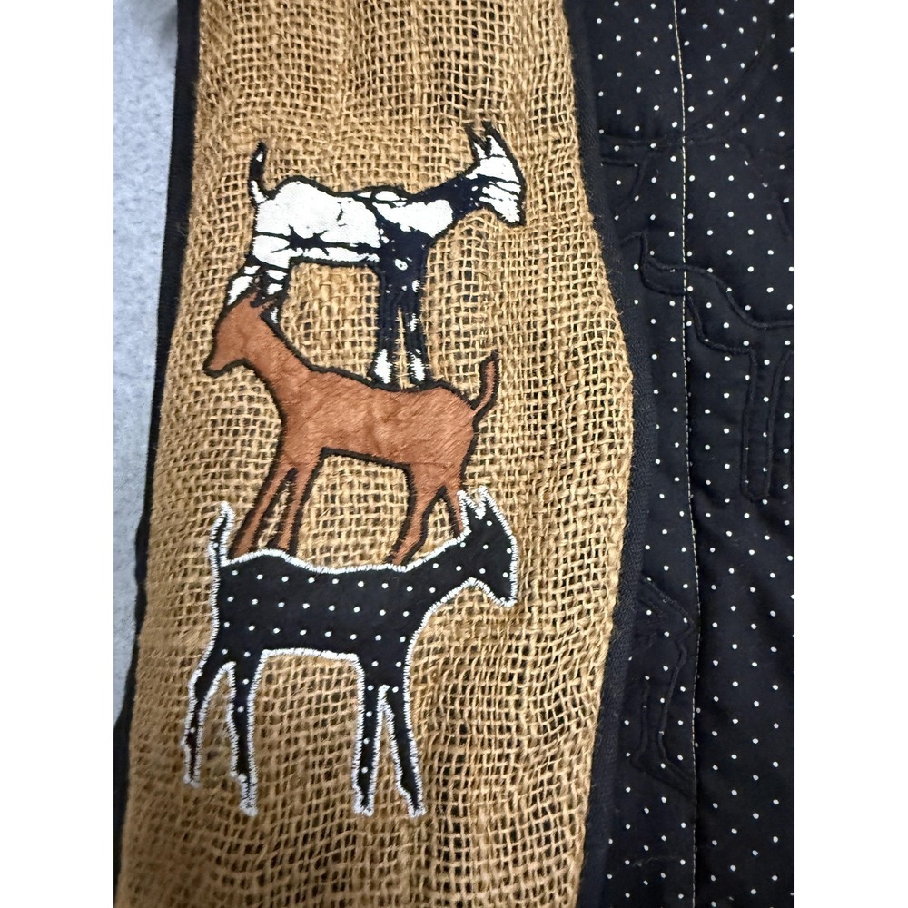 Brown Hemp Quilted Animal Vest Womens XL Cow Applique Open Front Padded Lined - Picture 3 of 11